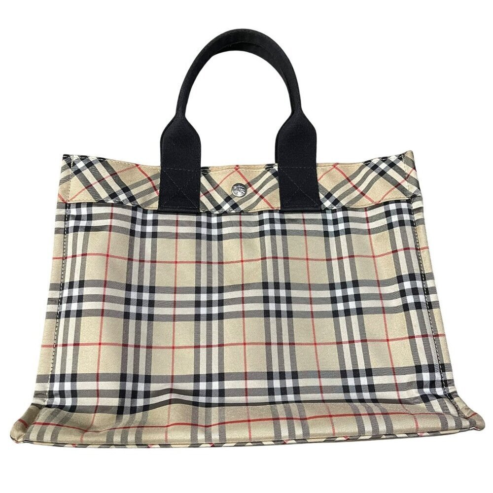 Burberry Blue Label Tote Nova House Check Nylon Canvas Hand Bag 14 x 10 - Picture 8 of 15